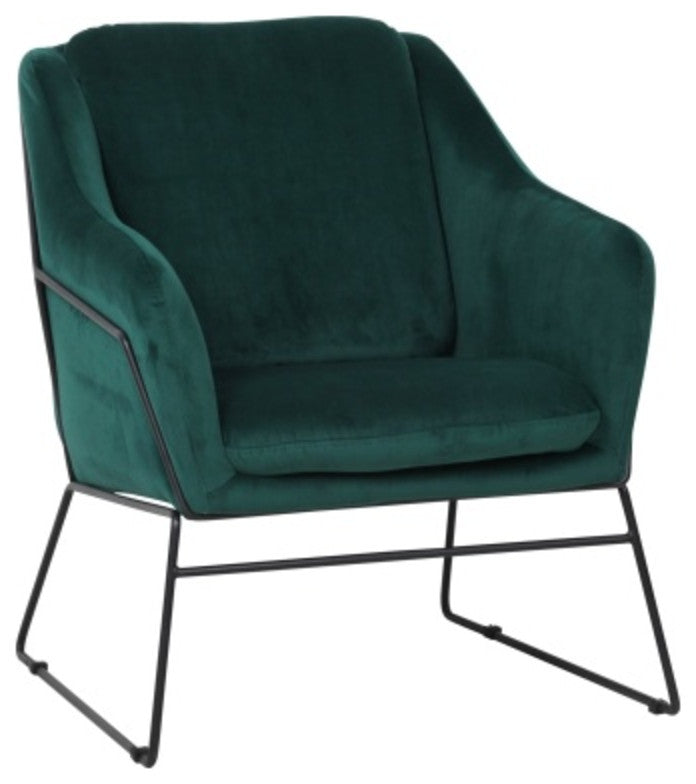 LeisureMod Harmony Velvet Accent Armchair Emerald Green
