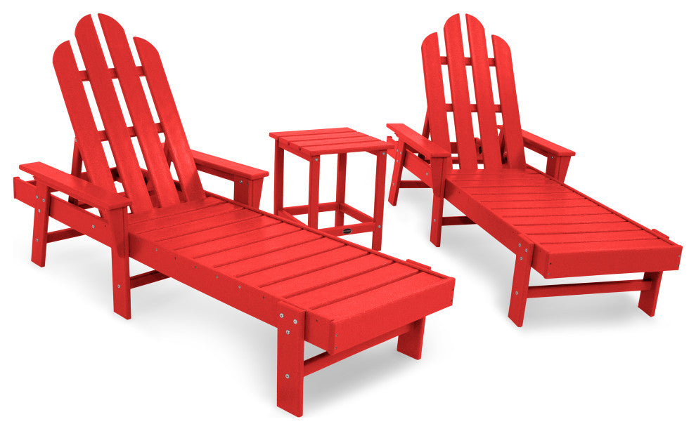POLYWOOD Long Island Chaise 3-Piece Set, Sunset Red