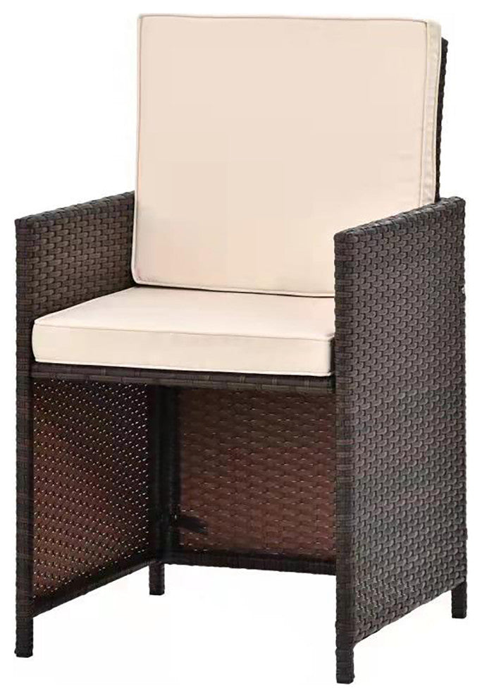 11 Pieces Outdoor Patio Wicker Furniture Dining Set Sectional With Ottomans