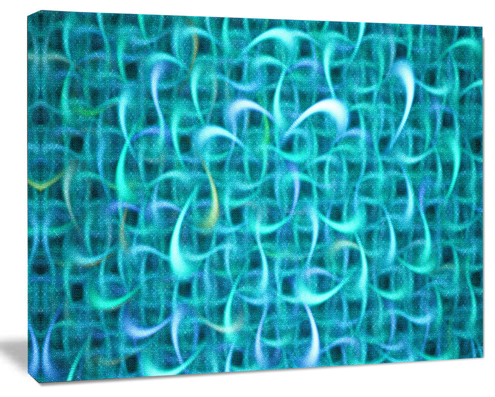 Turquoise Watercolor Fractal Pattern, Oversized Abstract Canvas Art Print, 60x40