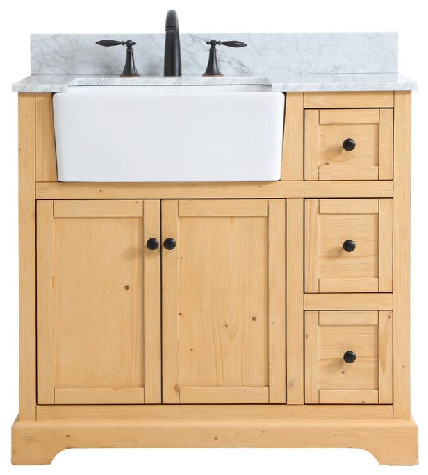 Home Living 22" Farmhouse Natural Wood-Light Bathroom Vanity