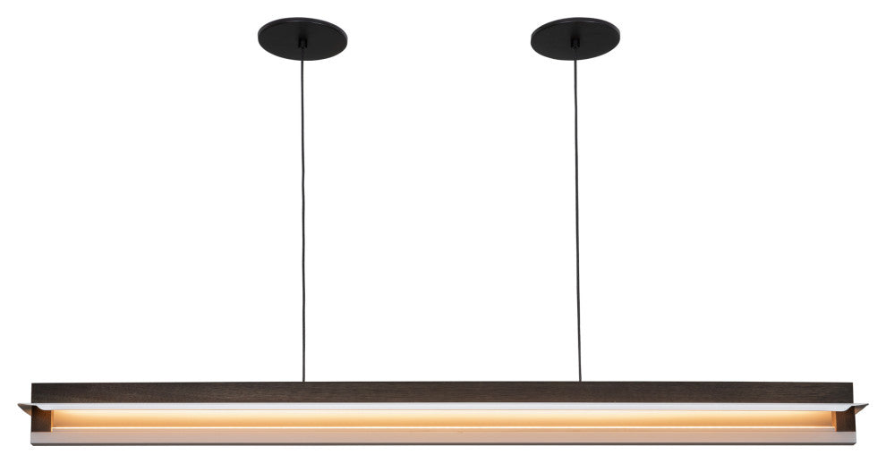 Nubis Linear Pendant, Dark Stained Walnut, Black Canopy, Split Canopy, LED, 3500k