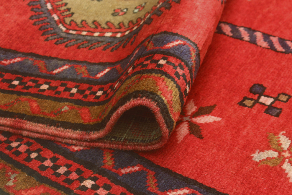 Fine Vintage Distressed Radeliff Red/Blue Runner, 3'1x9'5