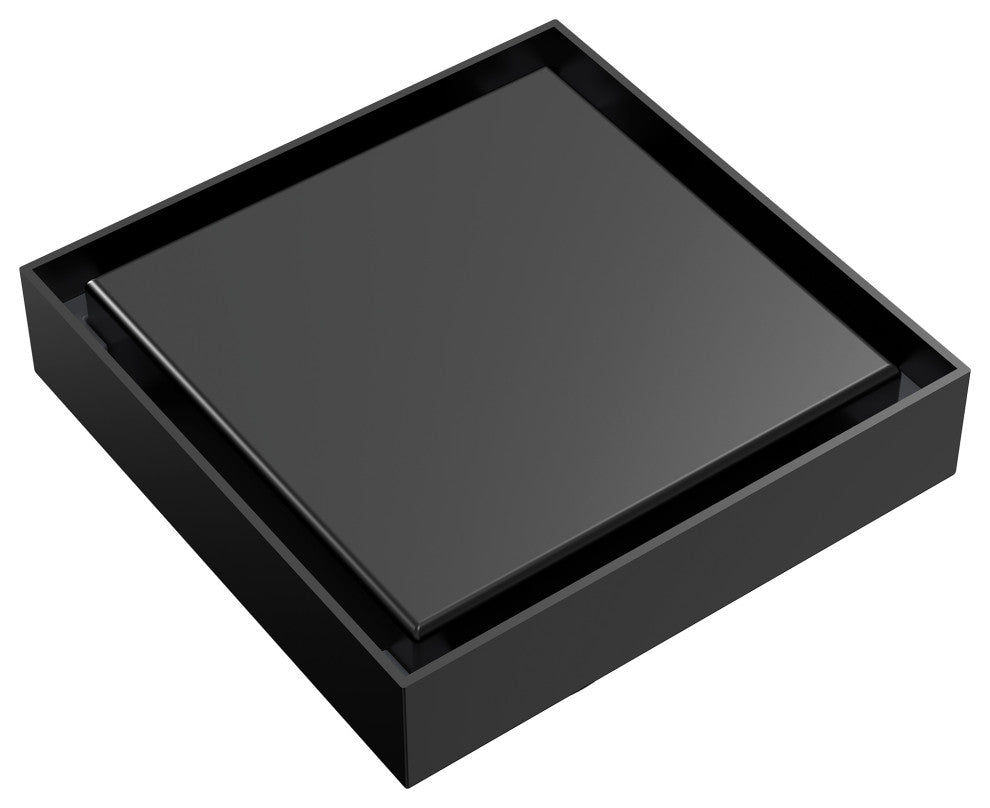 4"x4" Stainless Steel Square Shower Drain With Drain Cover, Matte Black