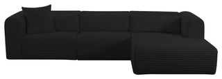 Tarra Fluffy Oversized Corduroy Modular Sectional, Black, Right Arm Facing