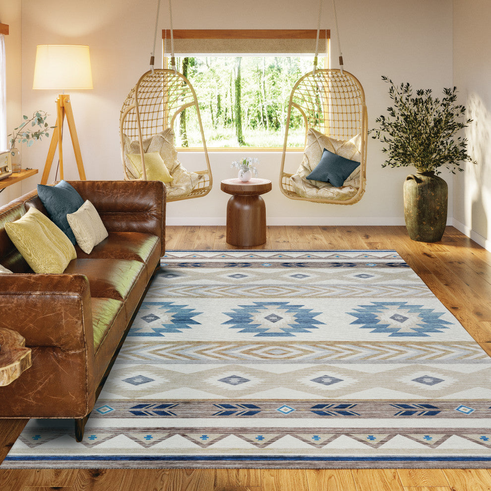 Indoor/Outdoor Phoenix PH3 Ivory Machine Washable 9' x 12' Rug