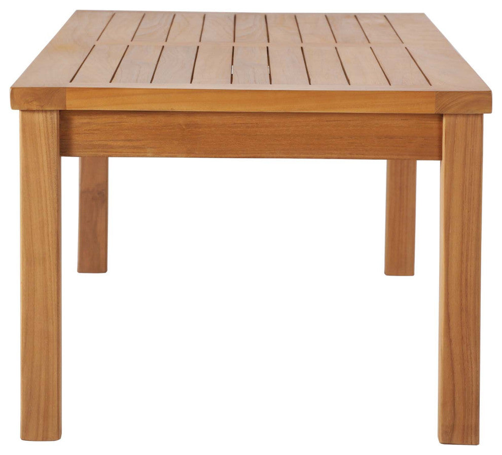 Lounge Coffee Table, Rectangular, Wood, Brown Natural, Modern, Outdoor Patio