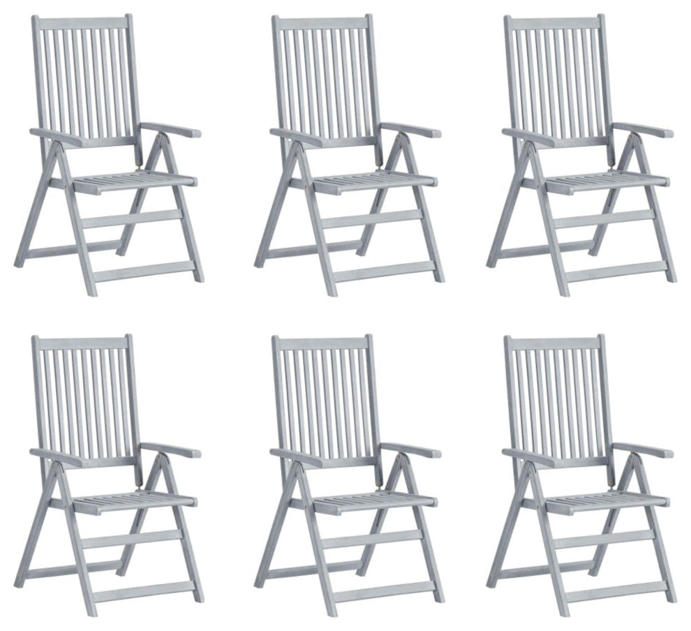 Vidaxl Garden Reclining Chairs, Set of 6, With Cushions Solid Acacia Wood