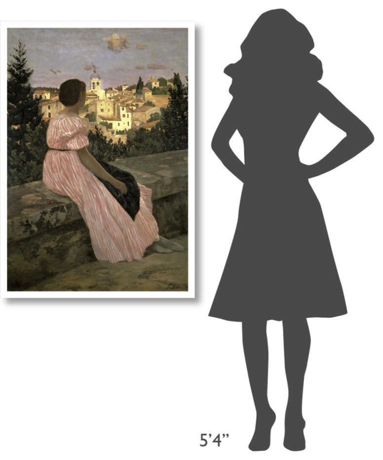 "The Pink Dress (View of Castelnau-le-Lez, Herault)" Paper Art, 29"x42"