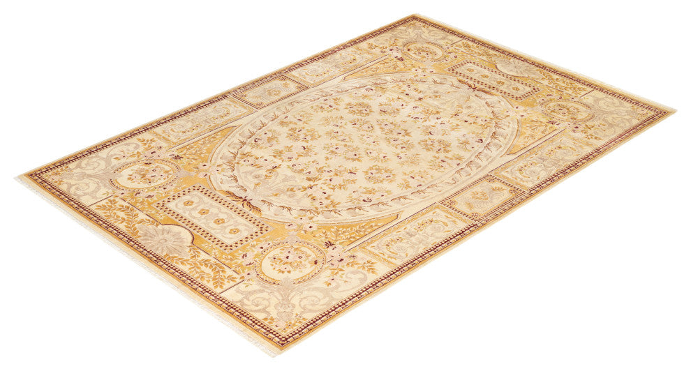 Nova, One-of-a-Kind Hand-Knotted Area Rug Ivory, 6'1"x9'1"