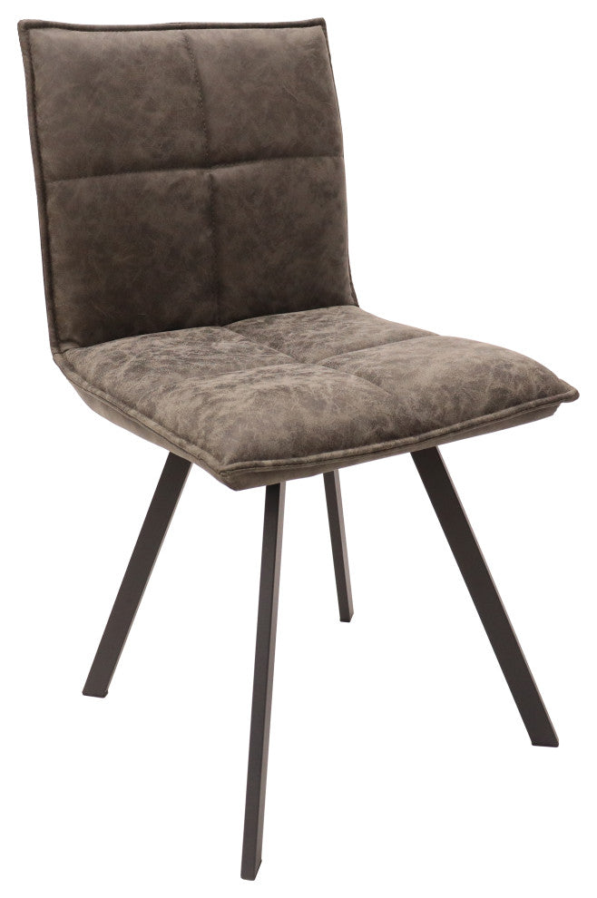 Wesley Modern Leather Dining Chair, Metal Legs Set of 2, Gray