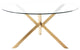 Round Glass Brass Dining Table, 60"