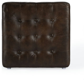 Butler Specialty Company, Leon Button Tufted Leather Ottoman, Brown