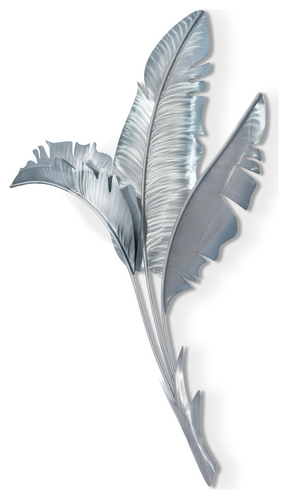 Banana Leaf Vertical Silver Tone Face Left