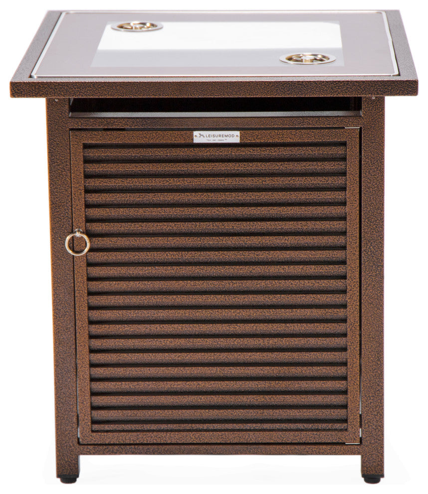 LeisureMod Walbrooke Patio Square Tank Holder With Slats Design, Brown