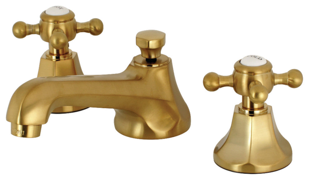 Kingston Brass Widespread Bathroom Faucet With Brass Pop-Up, Brushed Brass