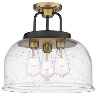 Kahana 3 15" Flush Mount Black Brushed Brass