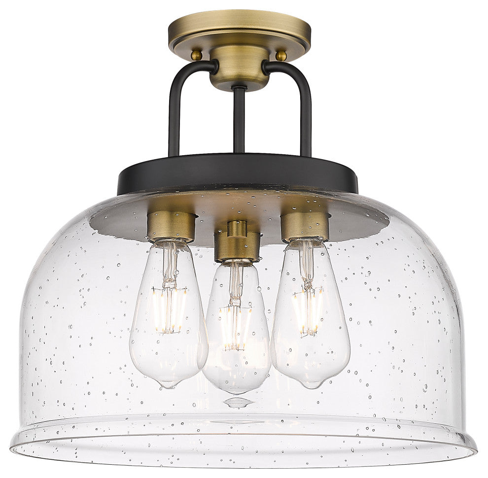 Kahana 3 15" Flush Mount Black Brushed Brass