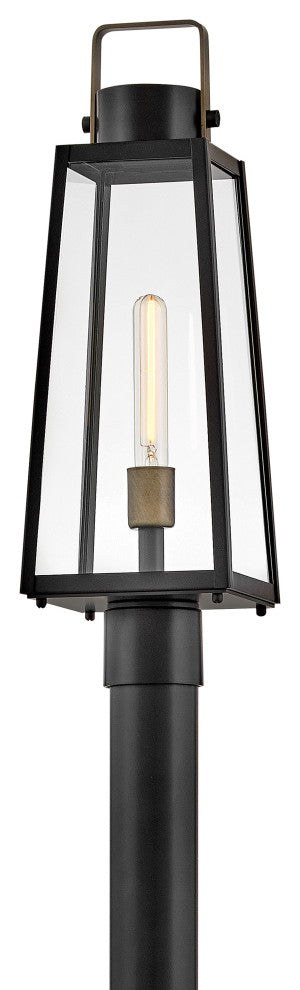 Lark Hugh Large Post Mount Lantern, Black