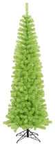 Pre-Lit Artificial Pencil Christmas Tree, Green Lights, Chartreuse Green, 12'