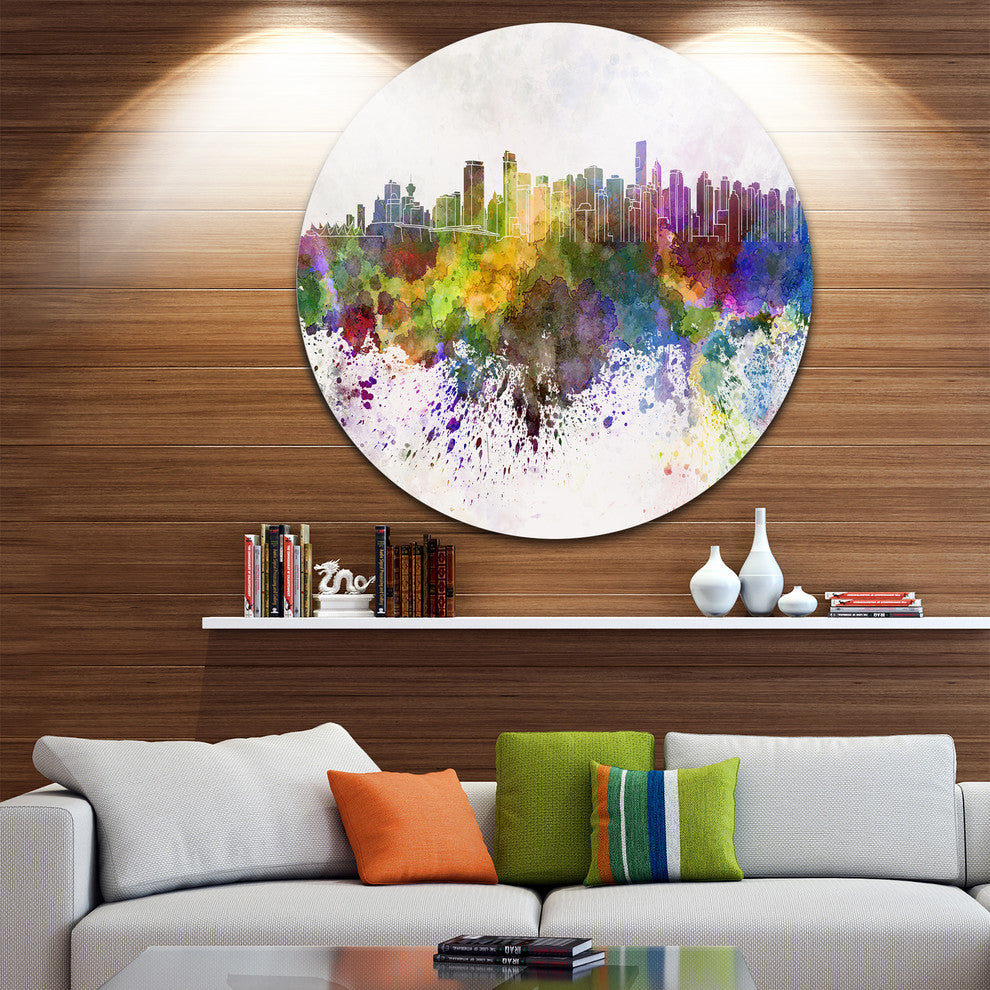 Vancouver Skyline, Cityscape Disc Metal Artwork, 23"