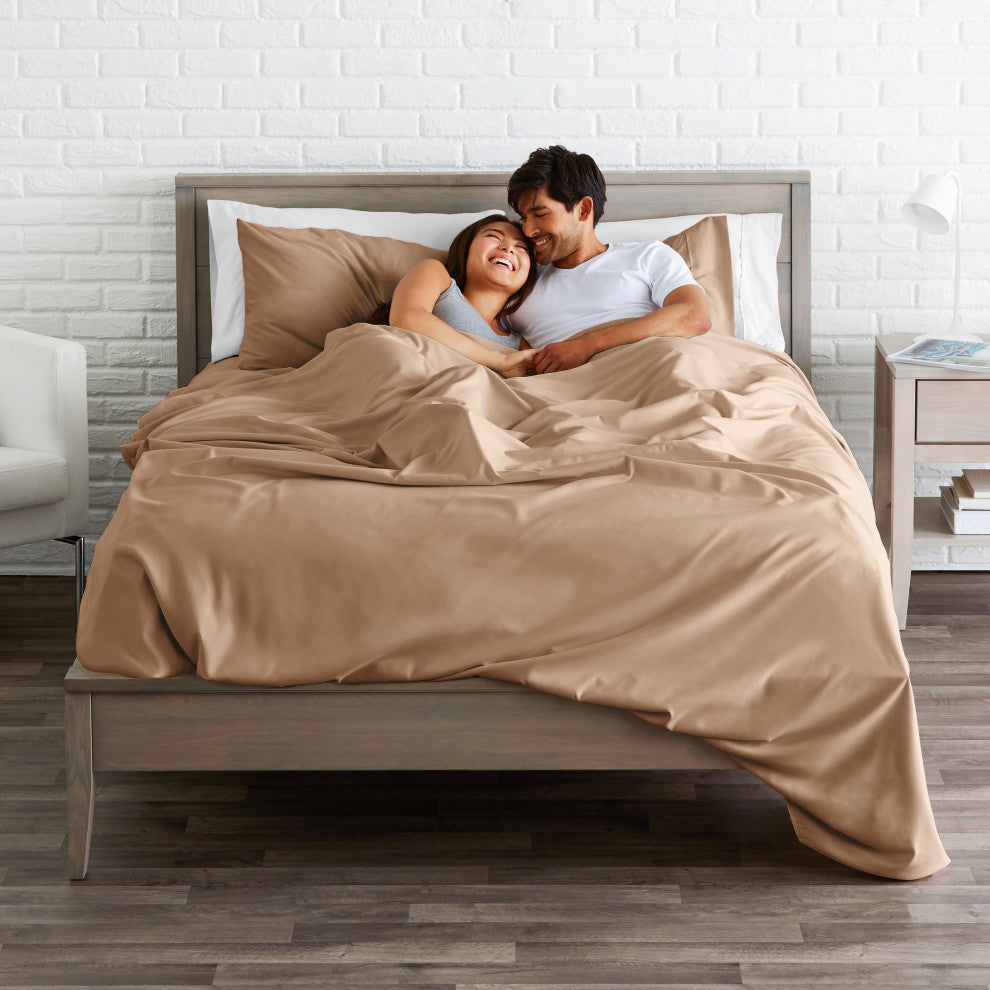 Bare Home 1800 Microfiber Sheet Set, Camel, Queen