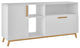 Modern White And Natural Asymmetrical TV Stand