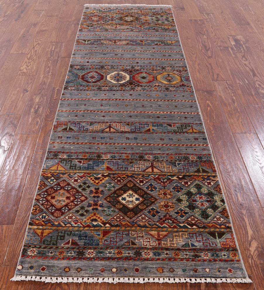 2' 8" X 8' 9" Runner Khorjin Super Kazak Hand-Knotted Rug Q5714