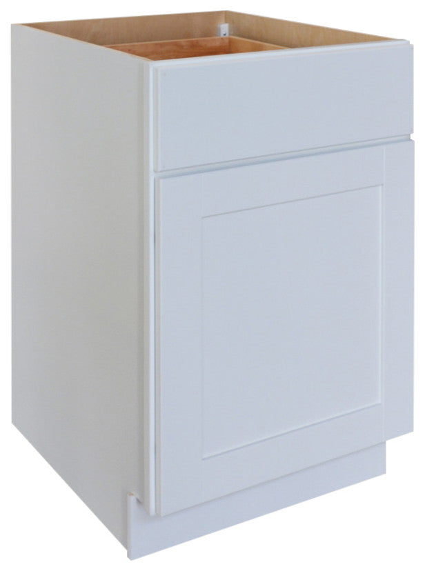 Shaker Hill Series Single Door Kitchen Base Cabinet With Soft Close Glides, 21"
