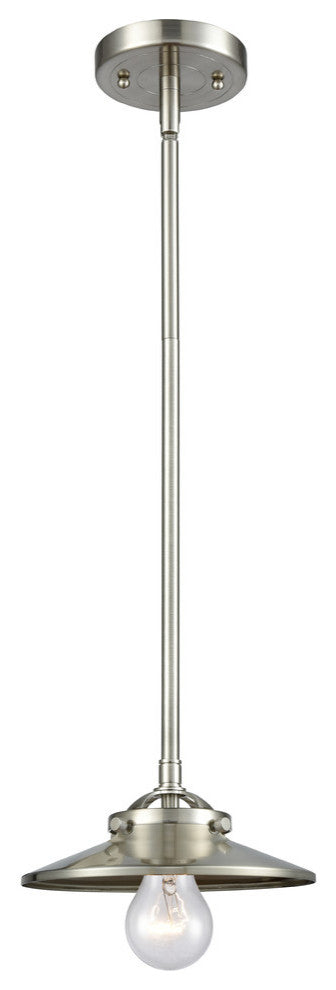 Railroad 1-Light Mini Pendant, Brushed Satin Nickel, Brushed Satin Nickel