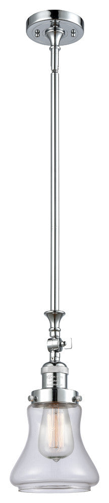 1-Light Bellmont 6.5" Mini Pendant, Polished Chrome, Glass: Clear
