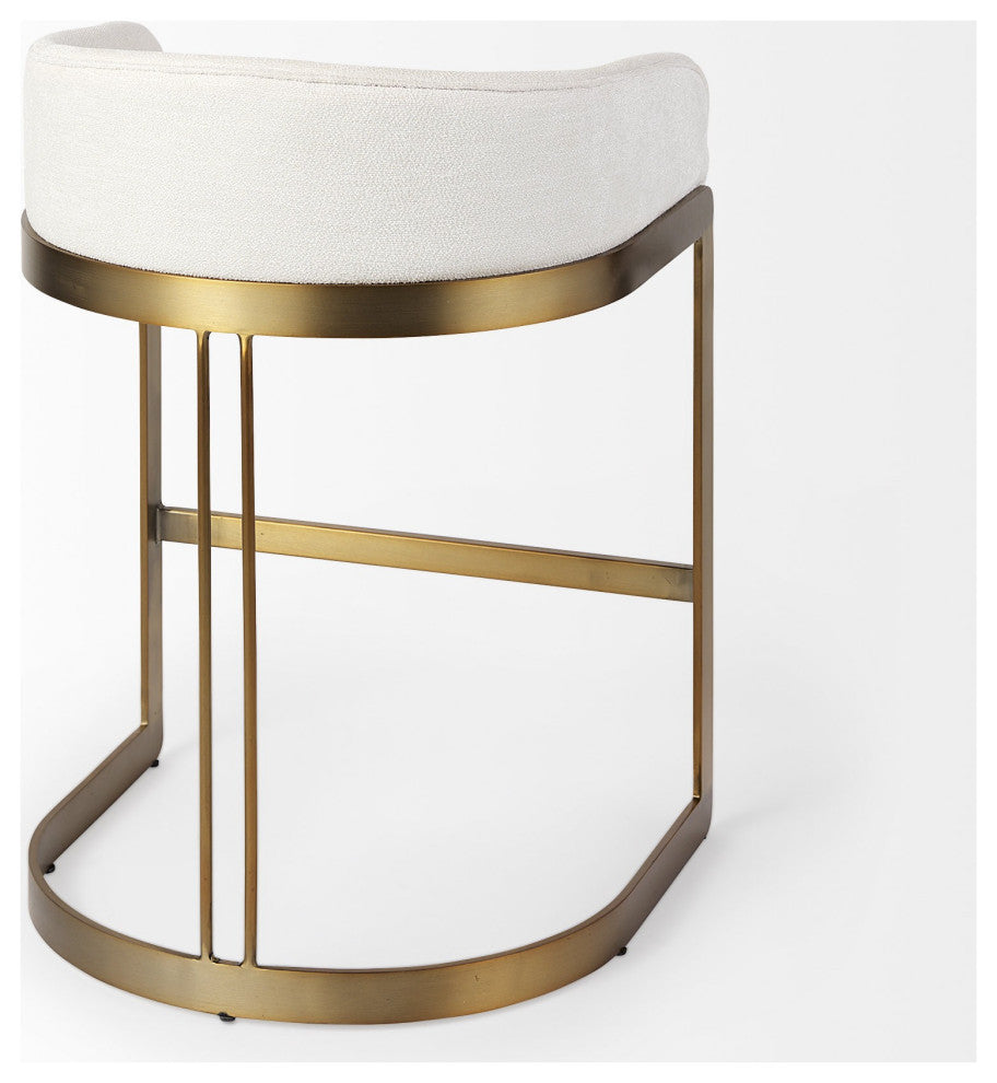 29" Off White and Gold Low Back Counter Stool