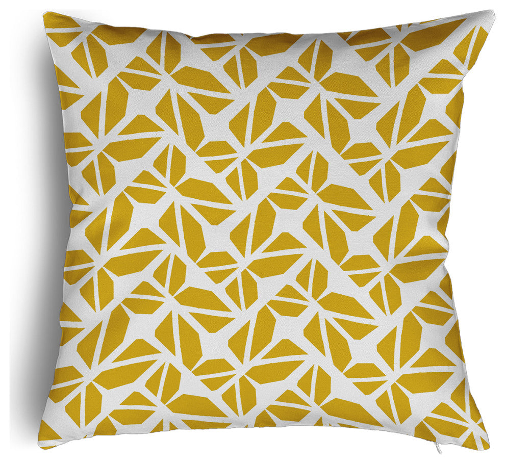 Kaleidoscope Graffiti Accent Pillow With Removable Insert, Mustard, 24"x24"