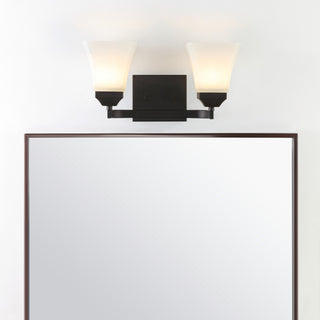 Staunton 1-Light Iron/Glass Modern LED Vanity Light, Oil Rubbed Bronze, 2-Light
