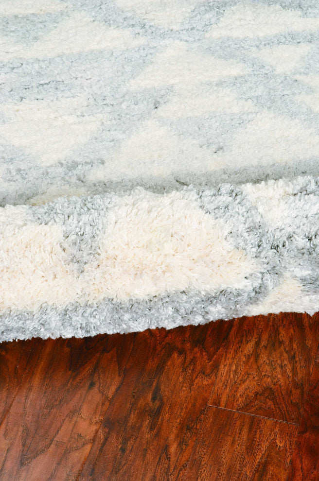 HomeRoots 8' x 13' Extra Soft Geometric Design Ivory and Blue Area Rug