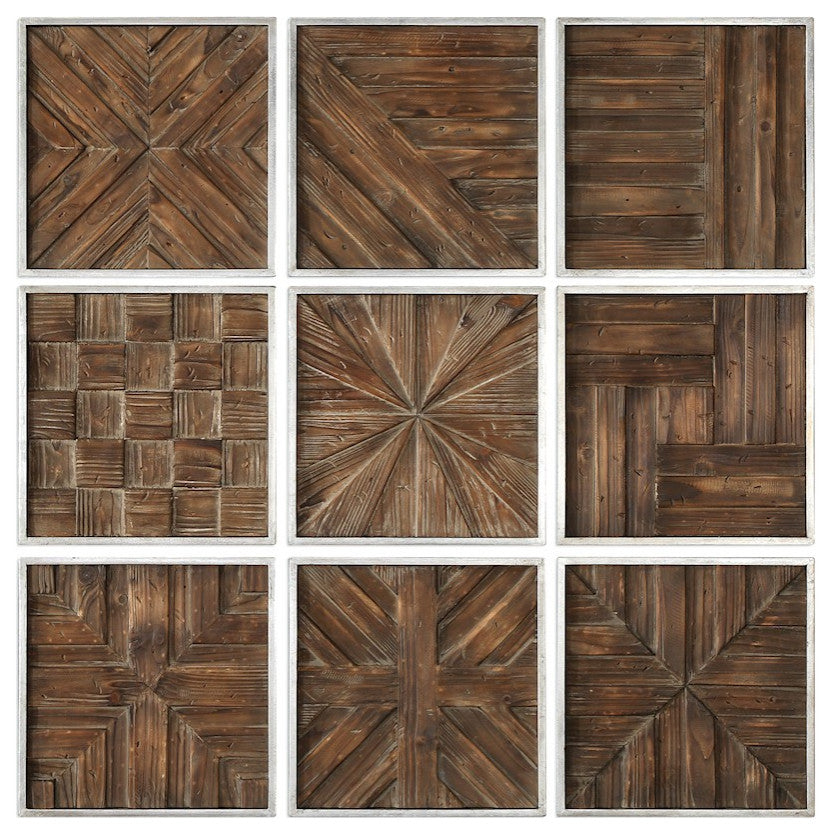 Uttermost Bryndle Rustic Wooden Squares Set of 9, 4115