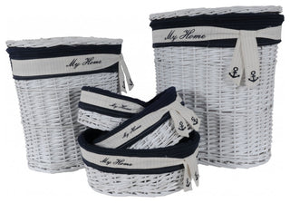 14.5" X 20" X 23" Whiteblueovalwillow Basket Set Of 5