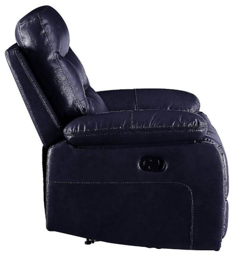 Leather-Gel Power Motion Recliner, Navy Finish