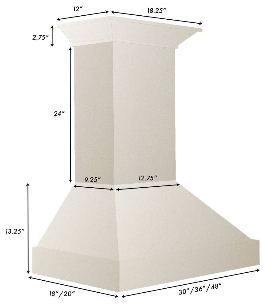 ZLINE 36 in. Wooden Wall Mount Range Hood, White Includes Motor, KBTT-36