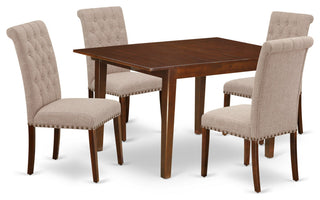 5Pc Dining Set, Rectangle Table, Butterfly Leaf, Four Chairs, Mahogany