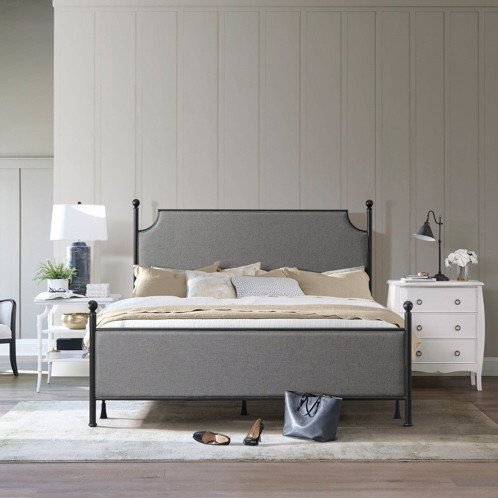 McArthur Metal and Upholstered Bed, Black, King