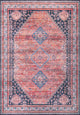 Dalyan Geometric Medallions Machine Washable Indoor Area Rug, Terra/Navy, 4 X 6