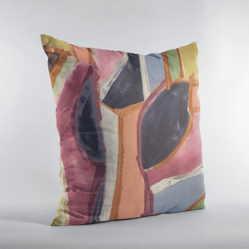 Plutus Multi-Color Modern Art Graphic Print Luxury Throw Pillow, 24"x24"