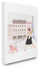 Eiffel Tower Scene Paris Girl with a Baguette Walking Her Dog Canvas, 30"x40"