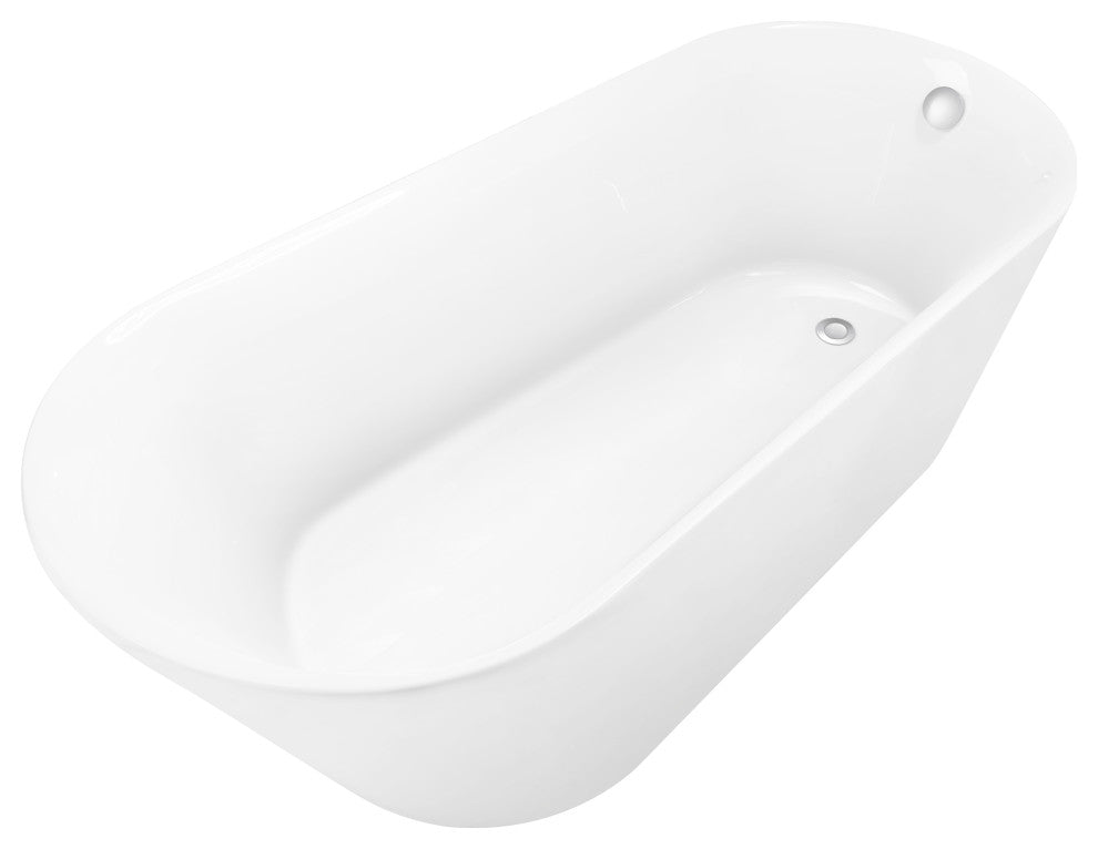 Givingtree 65 in. White Freestanding Bathtub Soaking Tub with Drain and Overflow