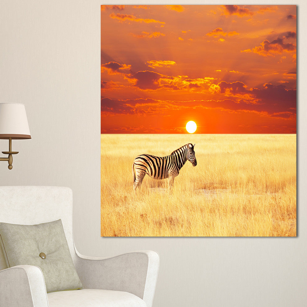 Scenic African View with Zebra, Extra Large Landscape Canvas Art, 30"x40"