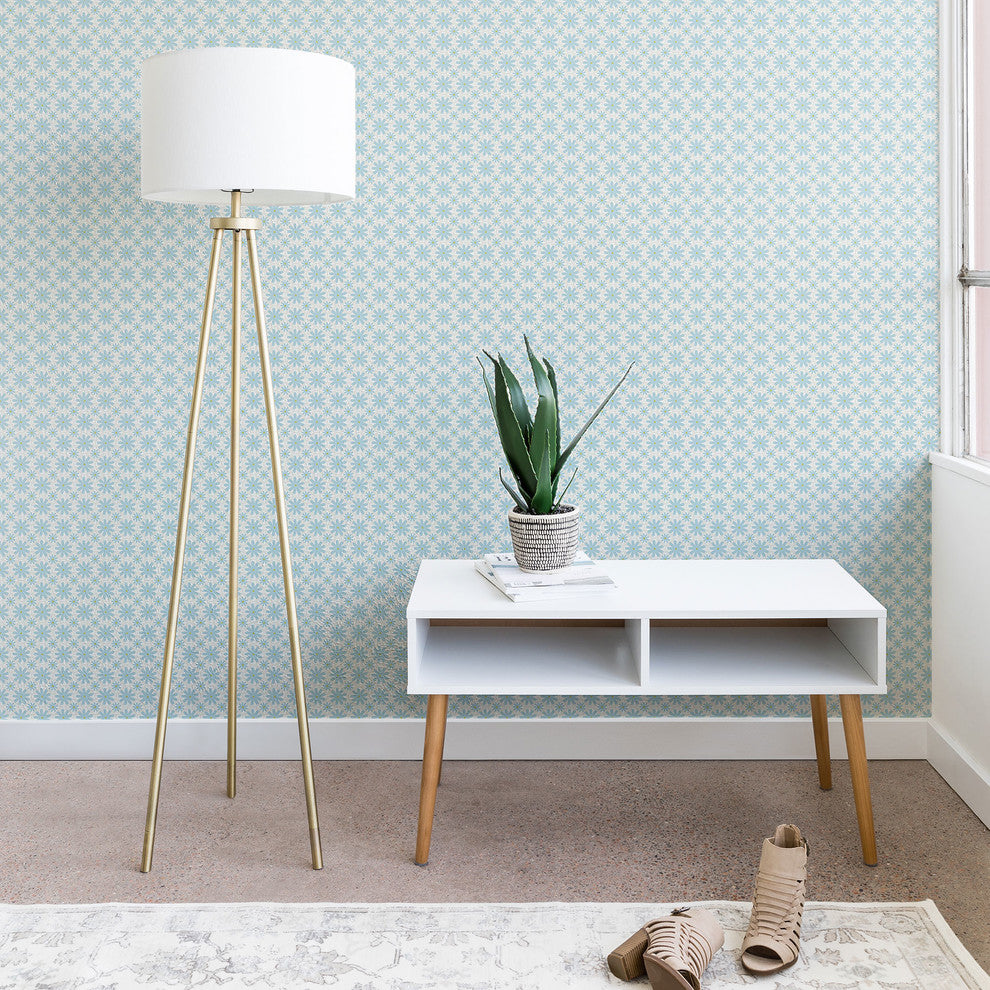 Deny Designs Caroline Okun Scandinavian Daisy Chain Wallpaper, Blue, 2'x4'