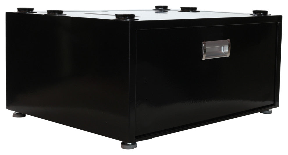 Equator Laundry Pedestal with Drawer in White/Black, Black