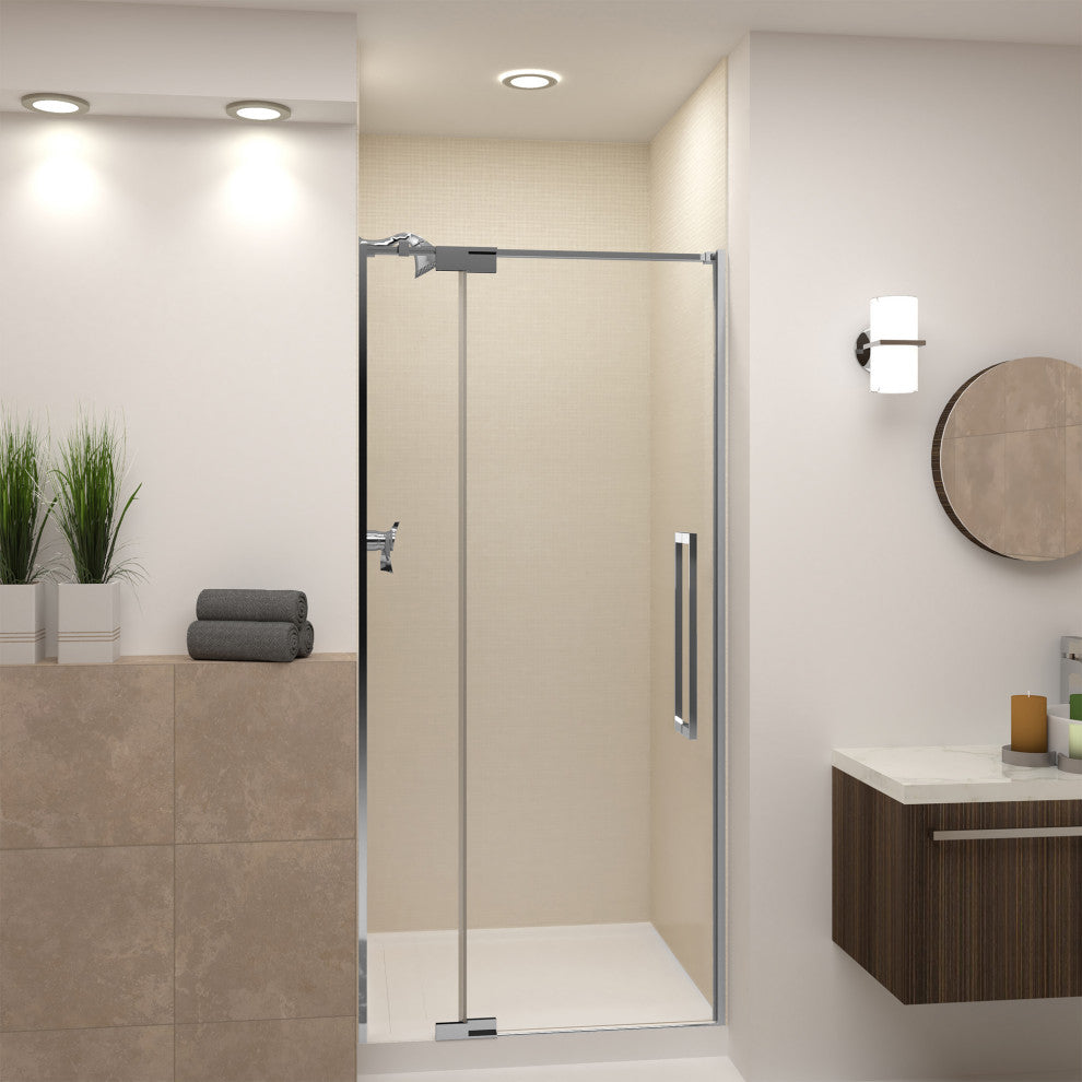Transolid Irene 36"W x76"H Pivot Shower Door in Polished Chrome with Clear Glass