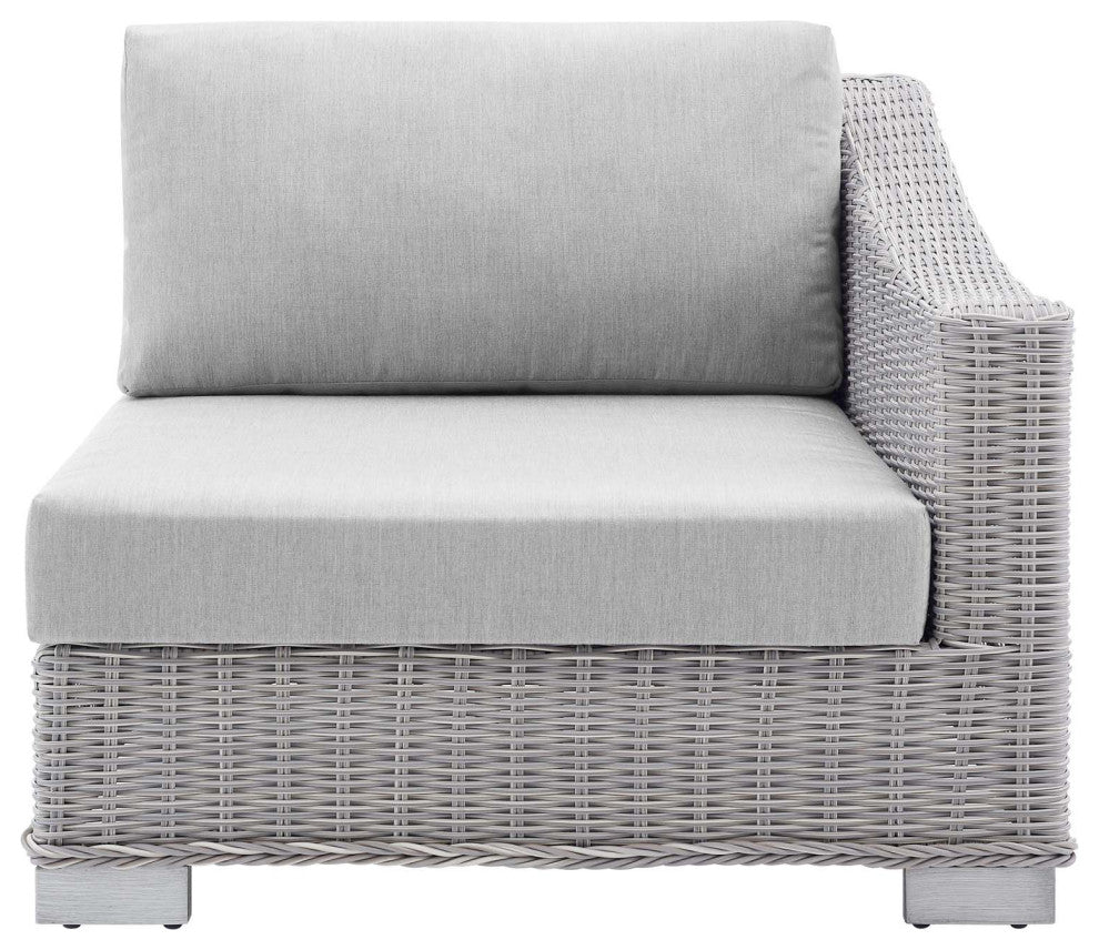 Lounge Sectional Sofa Chair Table Set, Rattan, Wicker, Gray, Outdoor